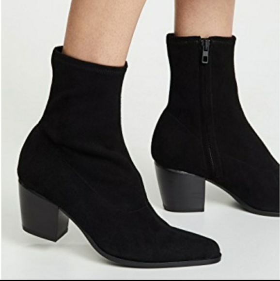 Vince. Hayek black suede block heel sock booties - Picture 2 of 13